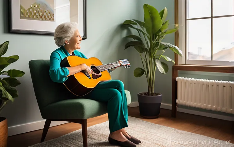 음악테라피사 연봉 정보와 변화 - **Prompt:** A serene and empathetic scene inside a brightly lit music therapy room. A female music t...