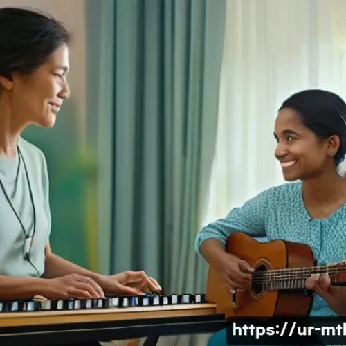 음악테라피사 자격 조건 - **Prompt:** A compassionate music therapist, appearing to be in their late 20s or early 30s, with a ...